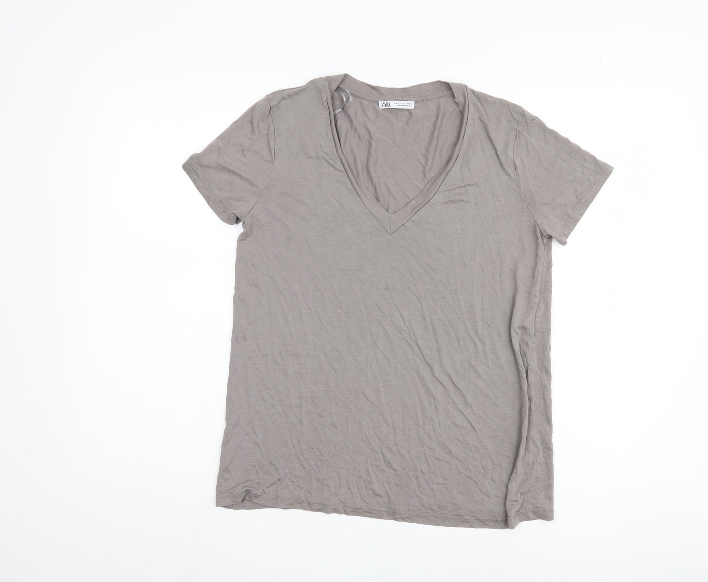 Womens UK Size 8 Zara Grey  T-Shirt