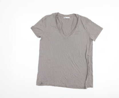 Womens UK Size 8 Zara Grey  T-Shirt