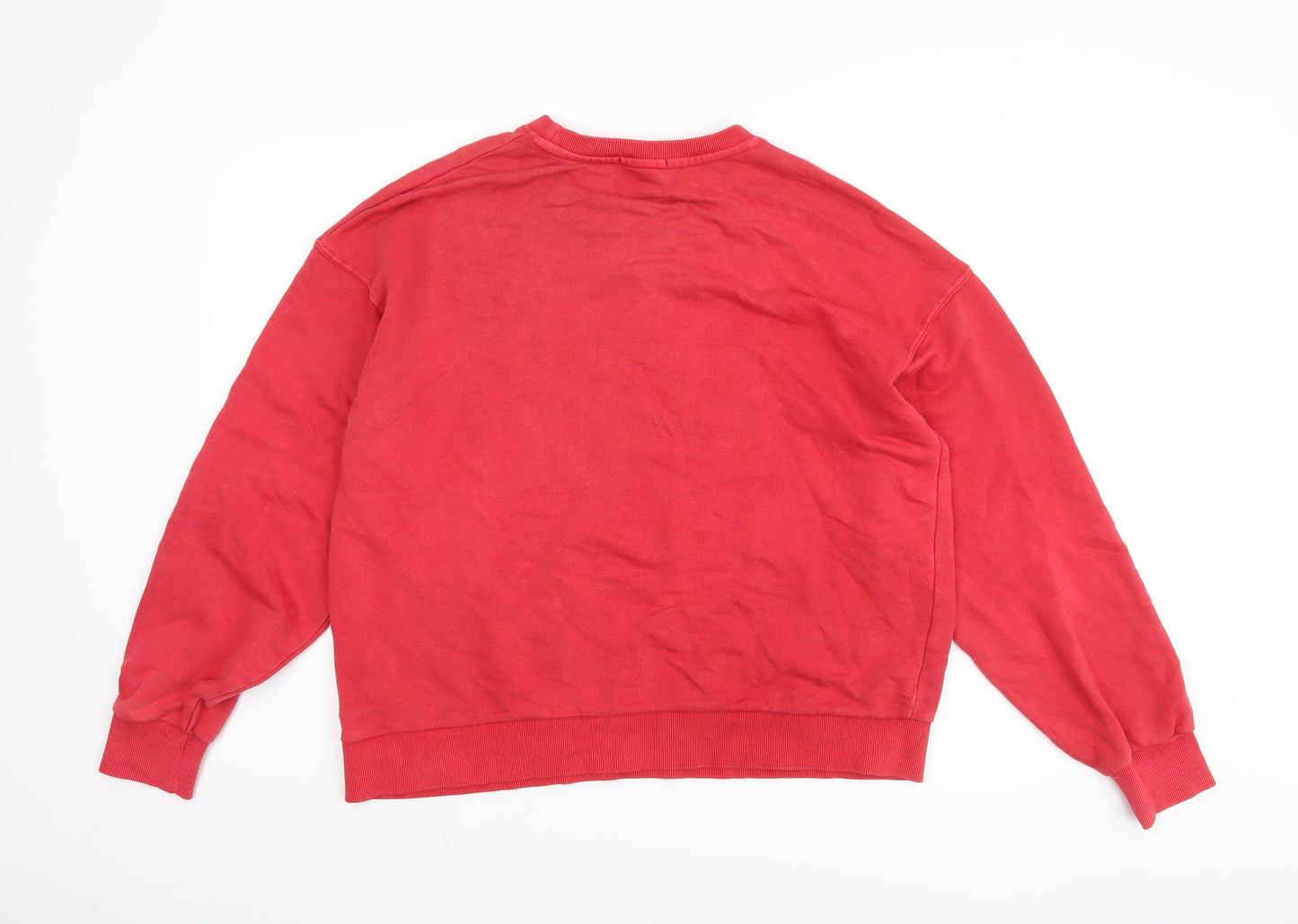 Stradivarius Women's Red Logo Pullover, Size 12, Casual Sweatshirt