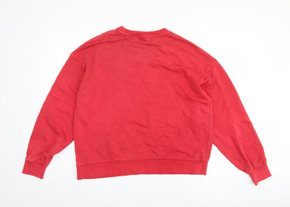 Stradivarius Women's Red Logo Pullover, Size 12, Casual Sweatshirt