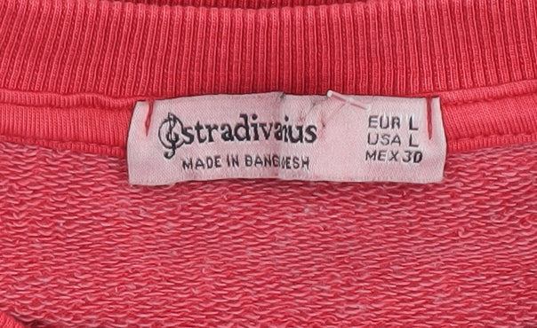 Stradivarius Women's Red Logo Pullover, Size 12, Casual Sweatshirt