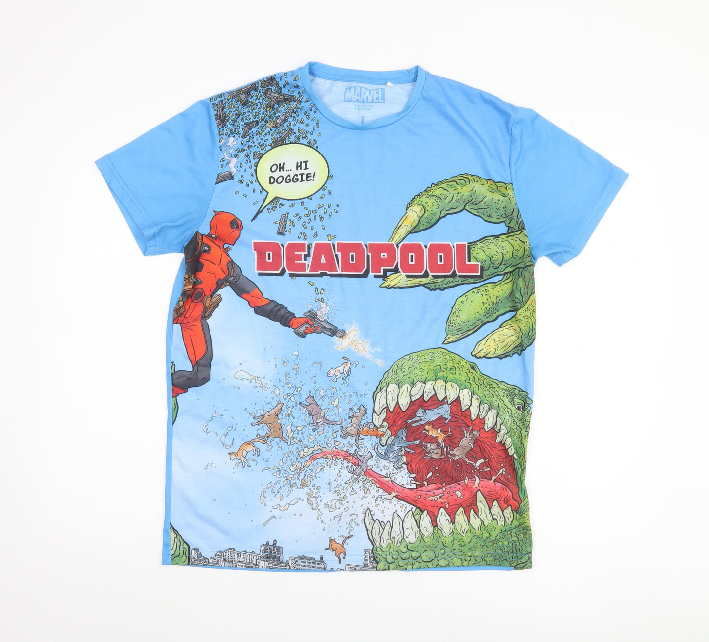 Marvel Deadpool Men's Blue Graphic T-Shirt Size L Comic