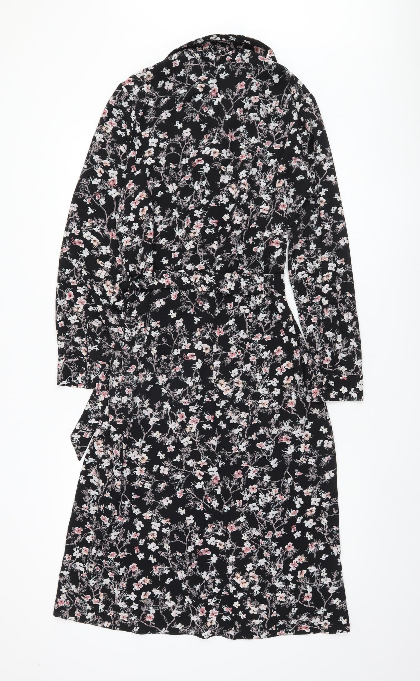 Miss Selfridge Women's Black Floral Shirt Dress Size 12