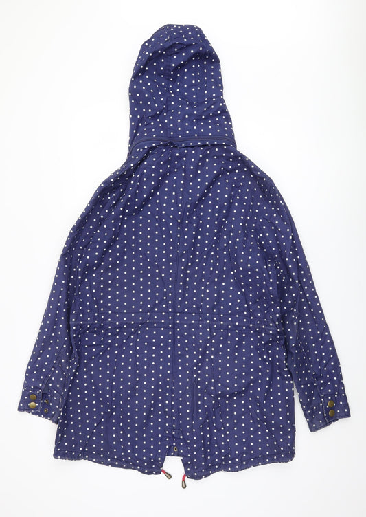 Laura Ashley Women's Blue Polka Dot Parka Jacket Size 16
