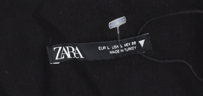 Zara Women's Black Dress Cotton L Balloon Sleeve