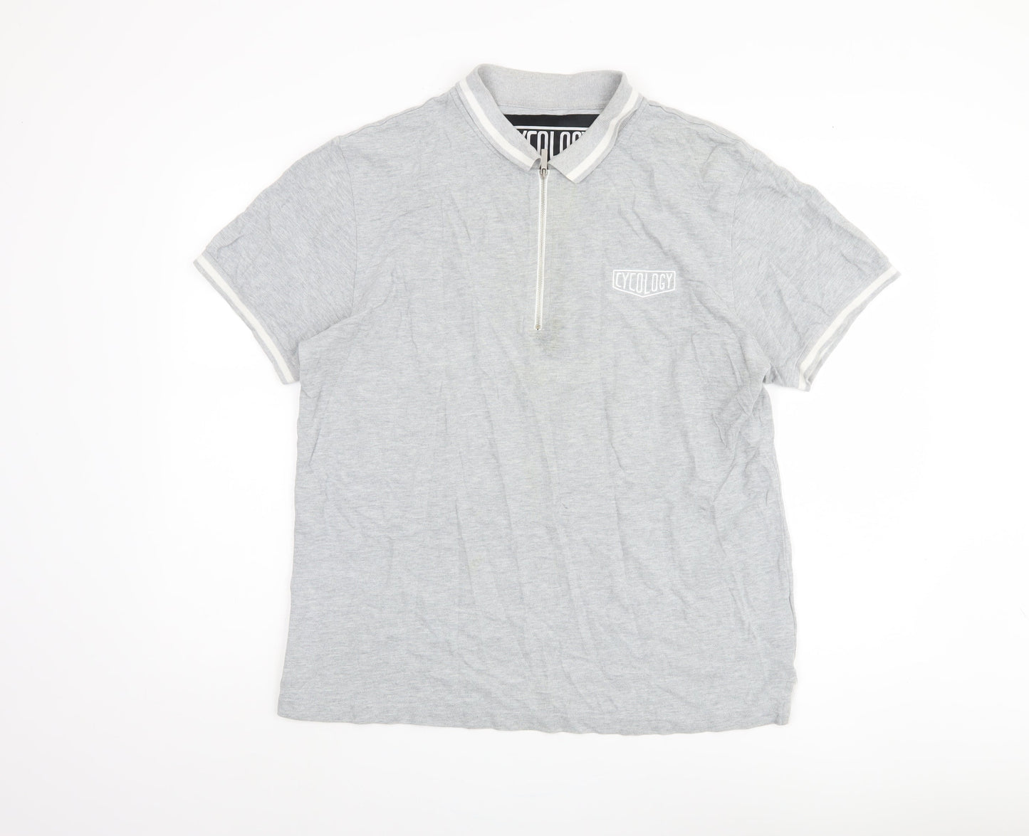 Cycology Men's Grey Polo L 1/4 Zip Cycling Shirt