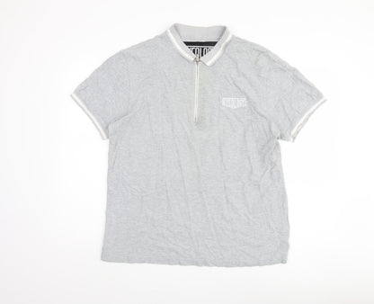 Cycology Men's Grey Polo L 1/4 Zip Cycling Shirt