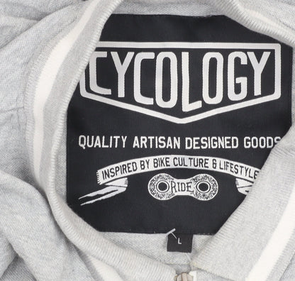 Cycology Men's Grey Polo L 1/4 Zip Cycling Shirt