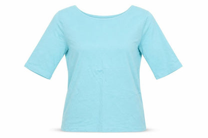 Gap Women's Blue 3/4 Sleeve Scoop Neck T-Shirt Medium