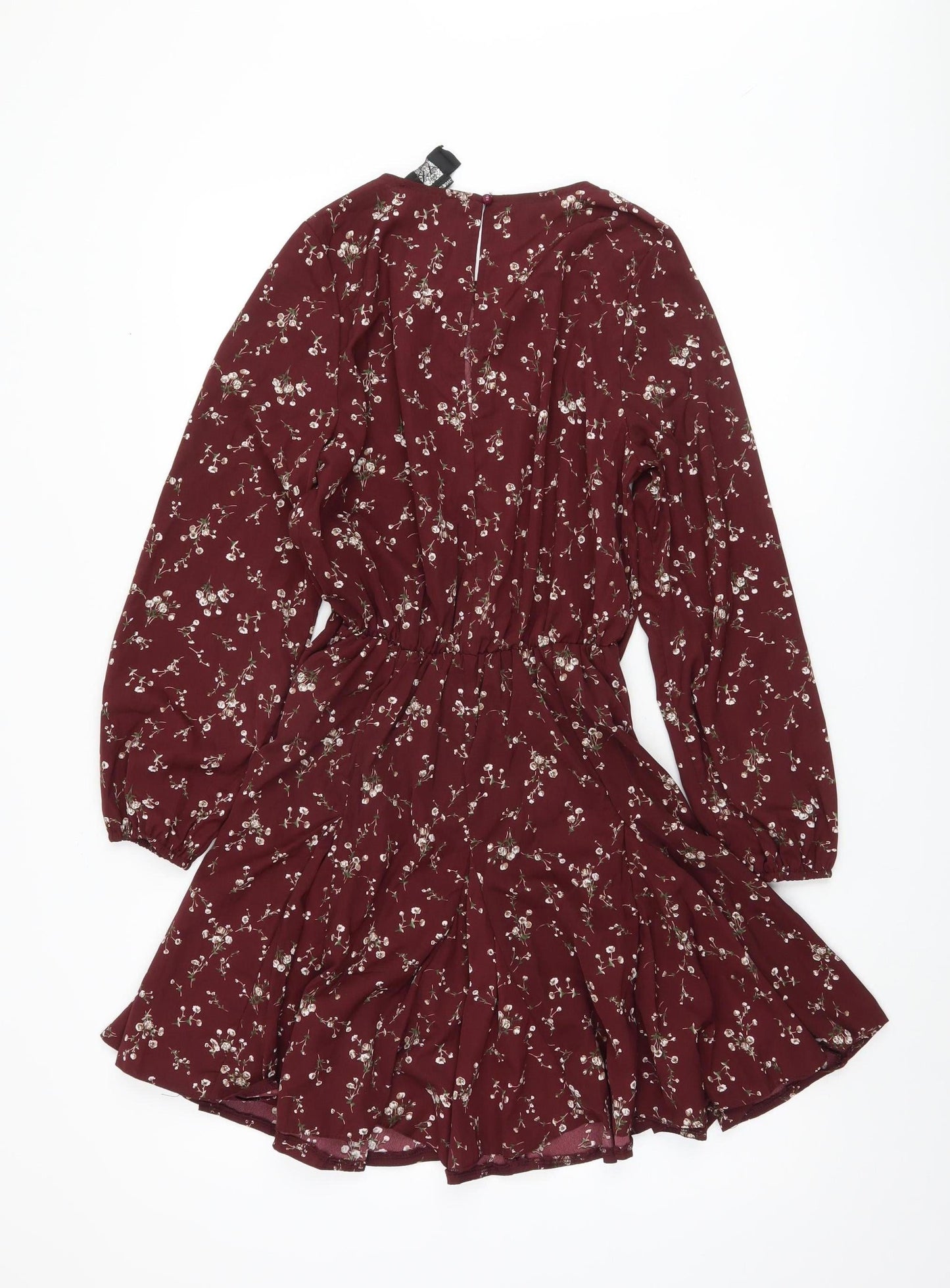 AX Paris Women's Red Floral A-Line Long Sleeve Dress