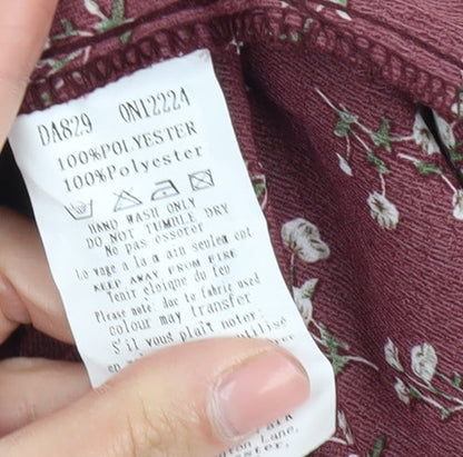 AX Paris Women's Red Floral A-Line Long Sleeve Dress