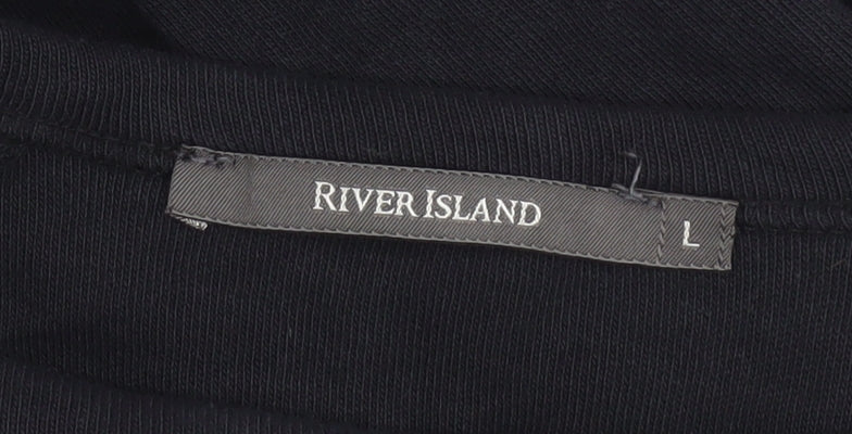 Womens UK Size L River Island Black Basic T-Shirt