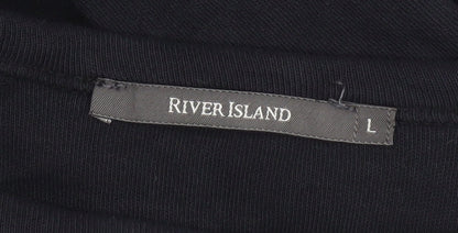 Womens UK Size L River Island Black Basic T-Shirt