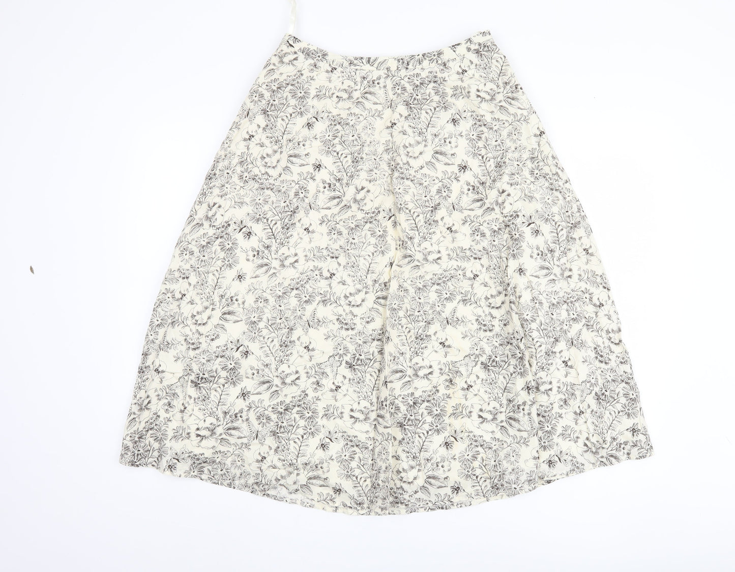 Laura Ashley Women's Ivory A-Line Floral Skirt Size 8