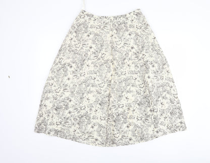 Laura Ashley Women's Ivory A-Line Floral Skirt Size 8