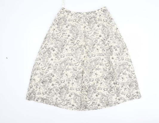 Laura Ashley Women's Ivory A-Line Floral Skirt Size 8