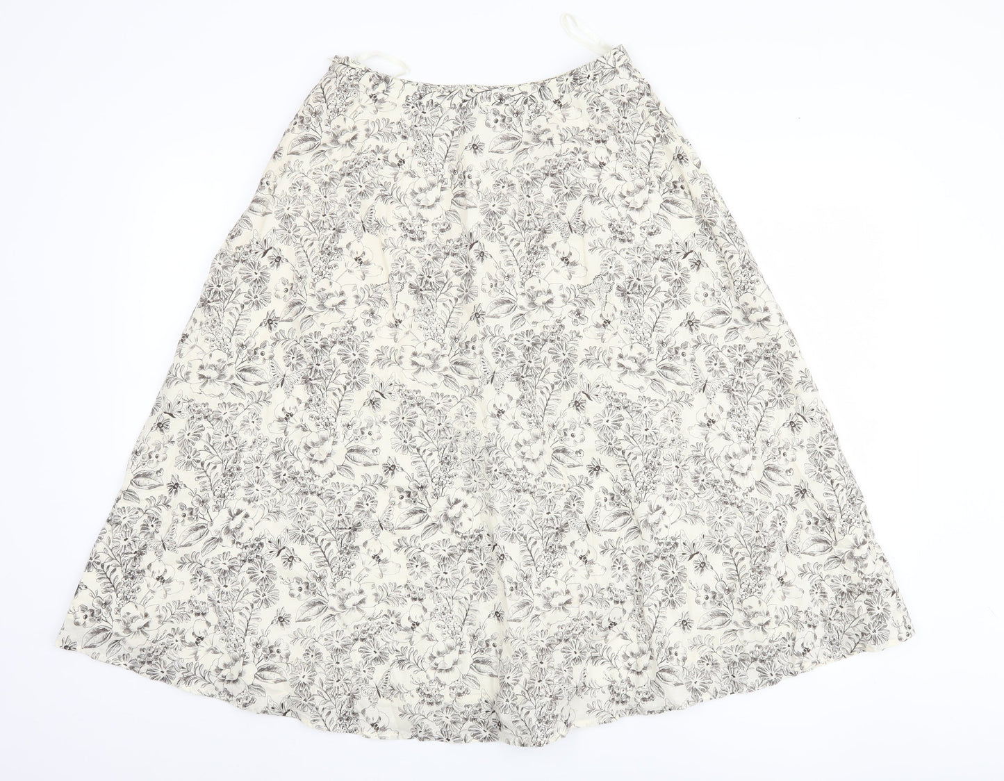 Laura Ashley Women's Ivory A-Line Floral Skirt Size 8