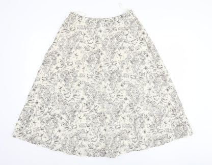Laura Ashley Women's Ivory A-Line Floral Skirt Size 8