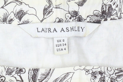 Laura Ashley Women's Ivory A-Line Floral Skirt Size 8