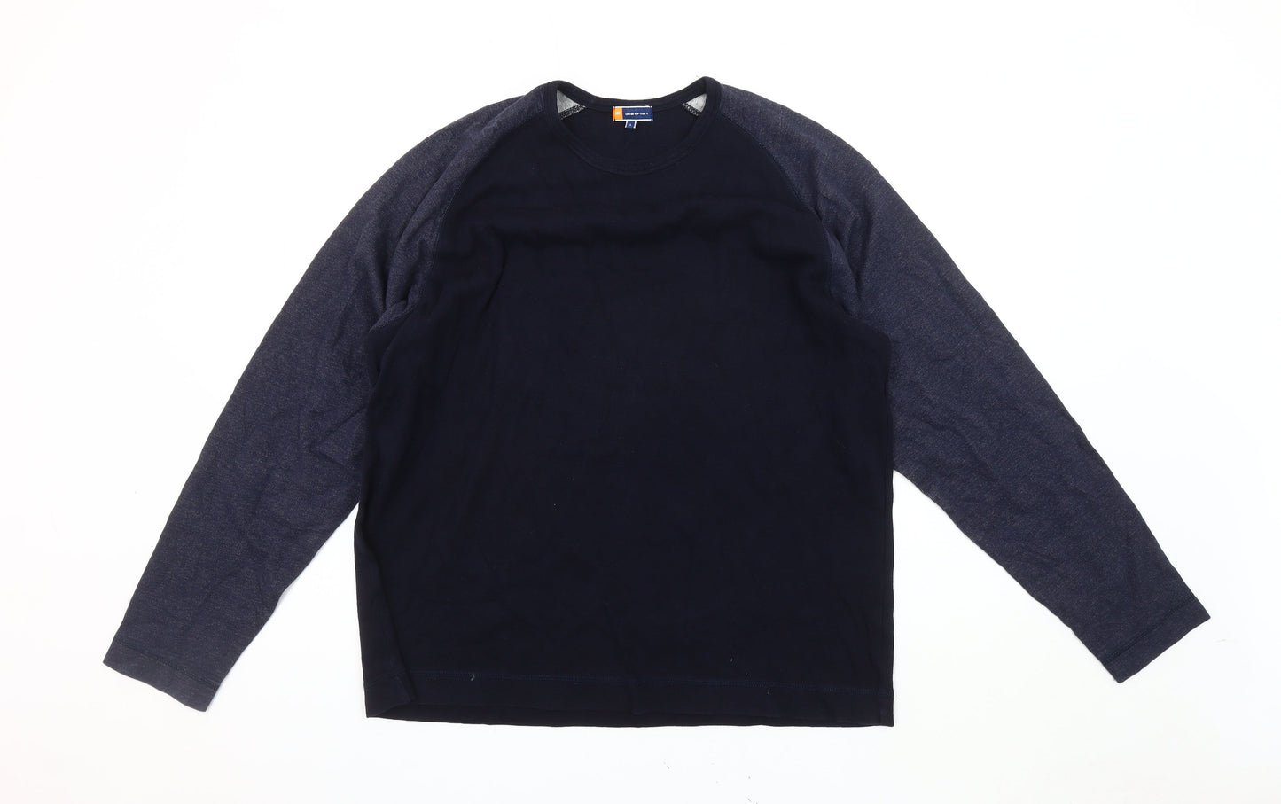 District Men's Blue Cotton Crew Neck Sweatshirt L