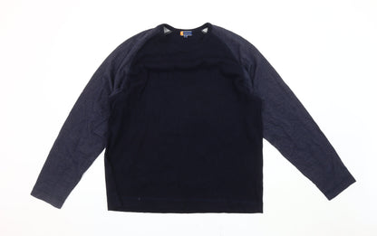 District Men's Blue Cotton Crew Neck Sweatshirt L
