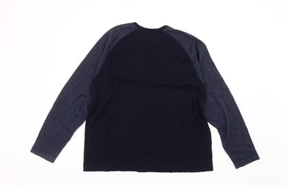 District Men's Blue Cotton Crew Neck Sweatshirt L