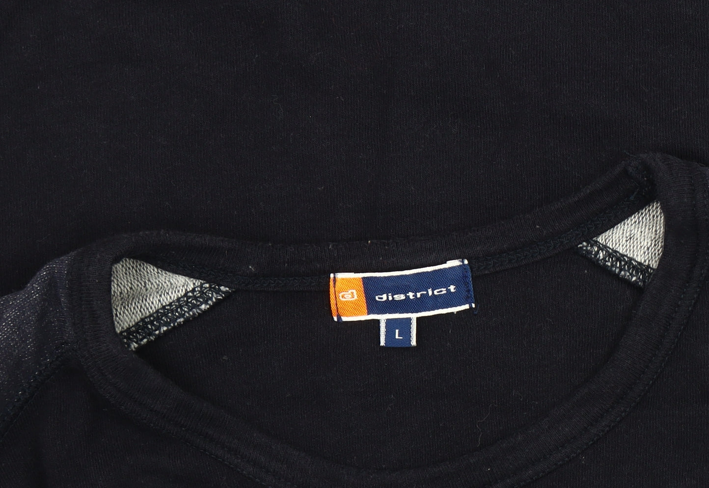 District Men's Blue Cotton Crew Neck Sweatshirt L