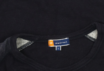 District Men's Blue Cotton Crew Neck Sweatshirt L