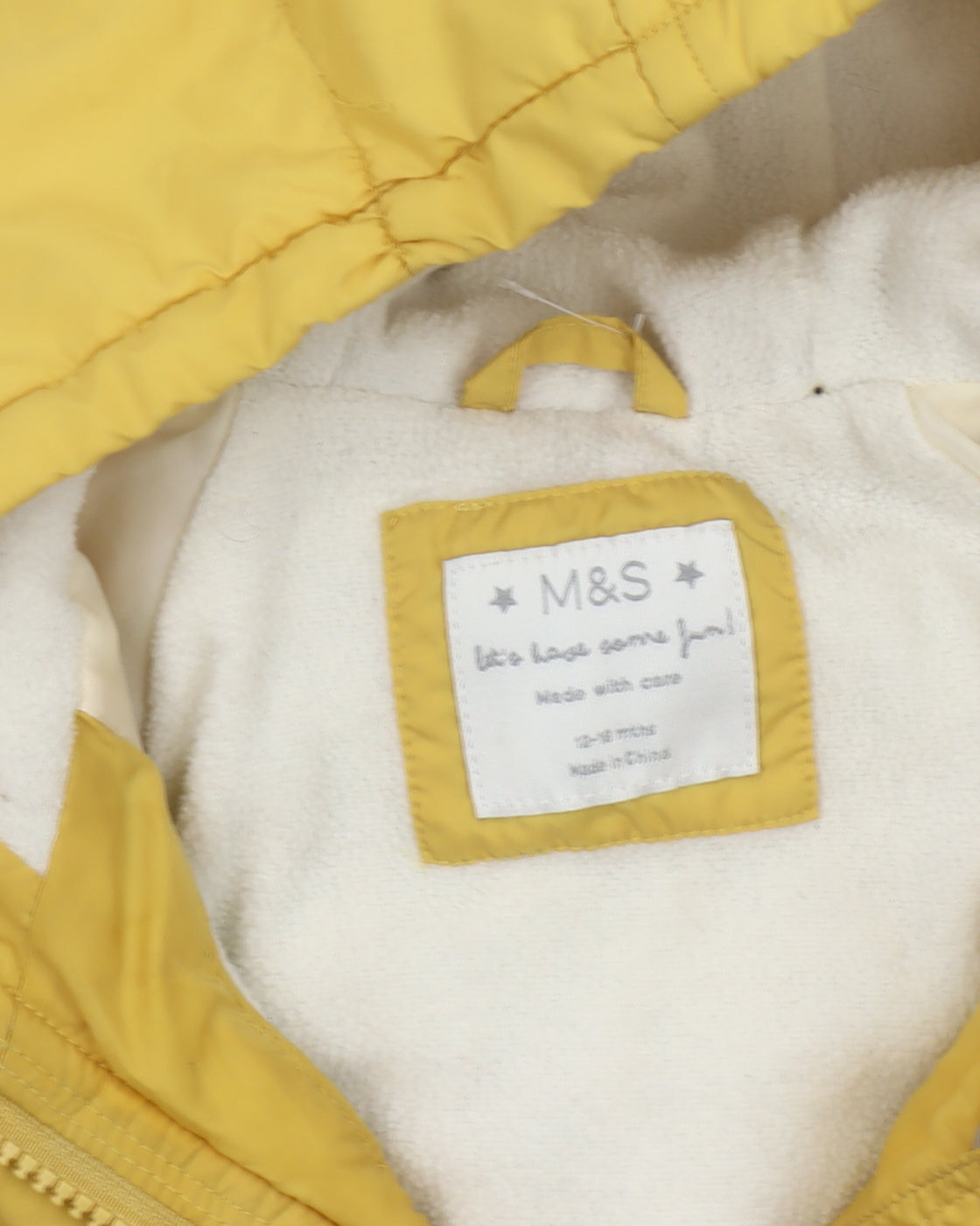 Marks and Spencer Unisex Yellow Puffer Jacket 12-18 Months