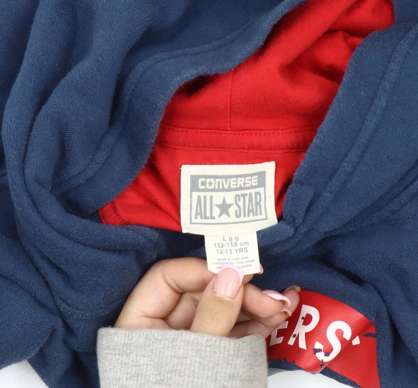 Converse Boys Blue Pullover Hoodie 12-13 Years Graphic Logo