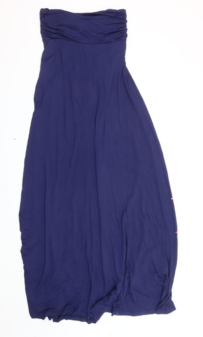 Next Women's Blue Strapless Long Floral Dress Size 12