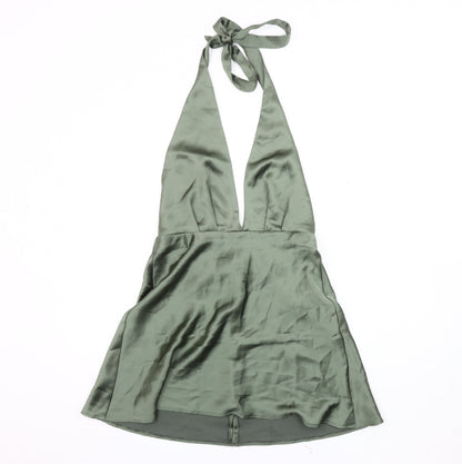 Zara Women's Green Slip Dress Size 12, Elegant Partywear