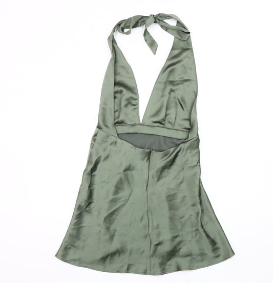 Zara Women's Green Slip Dress Size 12, Elegant Partywear