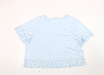 Womens UK Size XL Woolovers Blue Basic T-Shirt