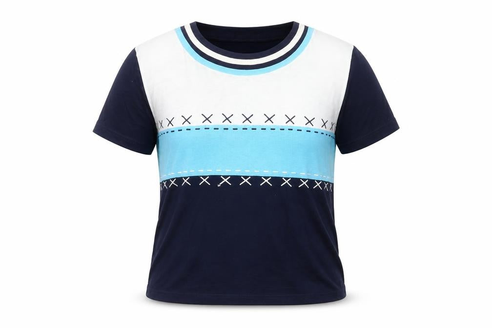 Womens UK Size M Roman Originals Blue Ringer T-Shirt
