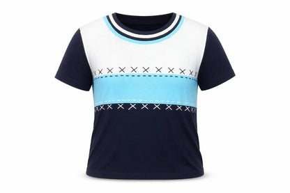 Womens UK Size M Roman Originals Blue Ringer T-Shirt