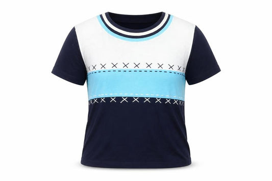 Womens UK Size M Roman Originals Blue Ringer T-Shirt