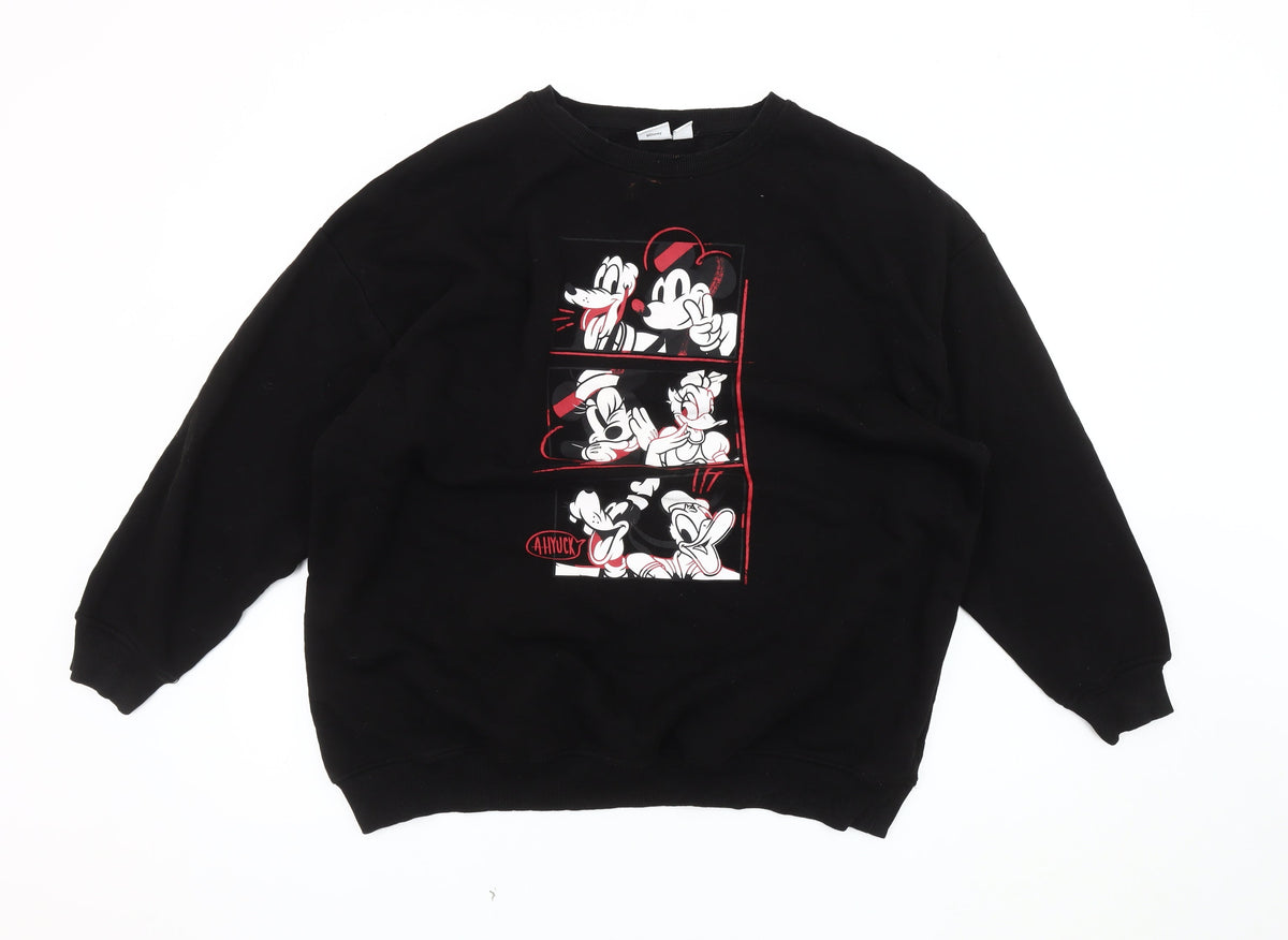 Front view of Disney unisex black pullover sweatshirt m
