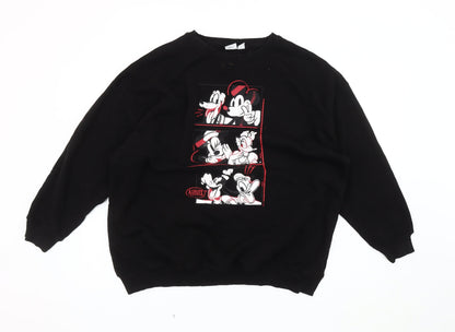 Front view of Disney unisex black pullover sweatshirt m