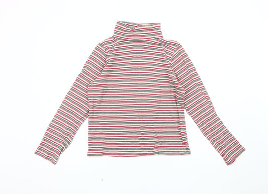 EWM Women's Multicoloured Striped Long Sleeve Roll Neck T-Shirt