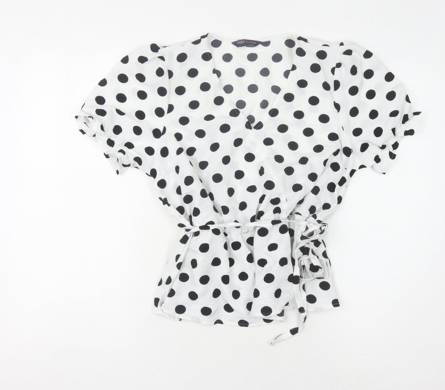 Womens UK Size 14 Marks and Spencer White Wrap Blouse