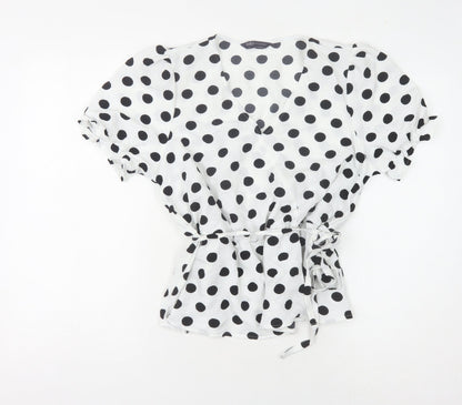 Womens UK Size 14 Marks and Spencer White Wrap Blouse