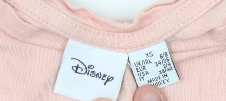 Womens UK Size XS Disney Pink  T-Shirt