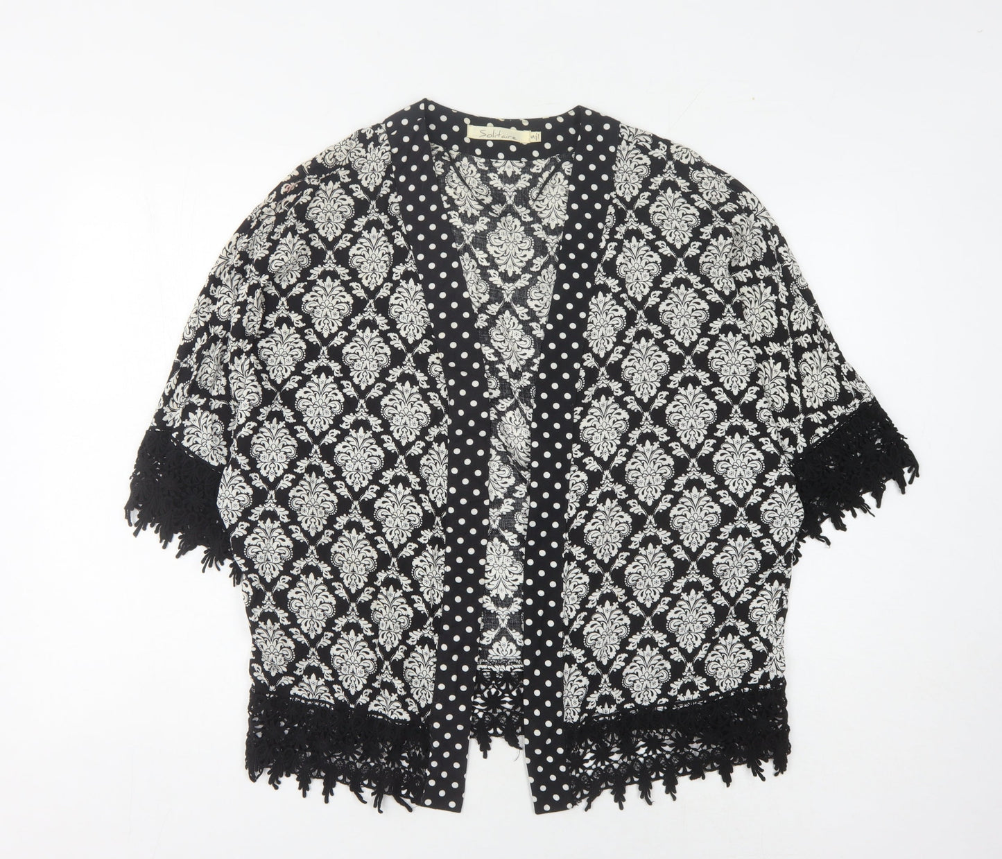 Womens UK Size S Solitaire Black Kimono Blouse