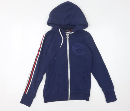 Superdry Women's Blue Full Zip Hoodie Size 4