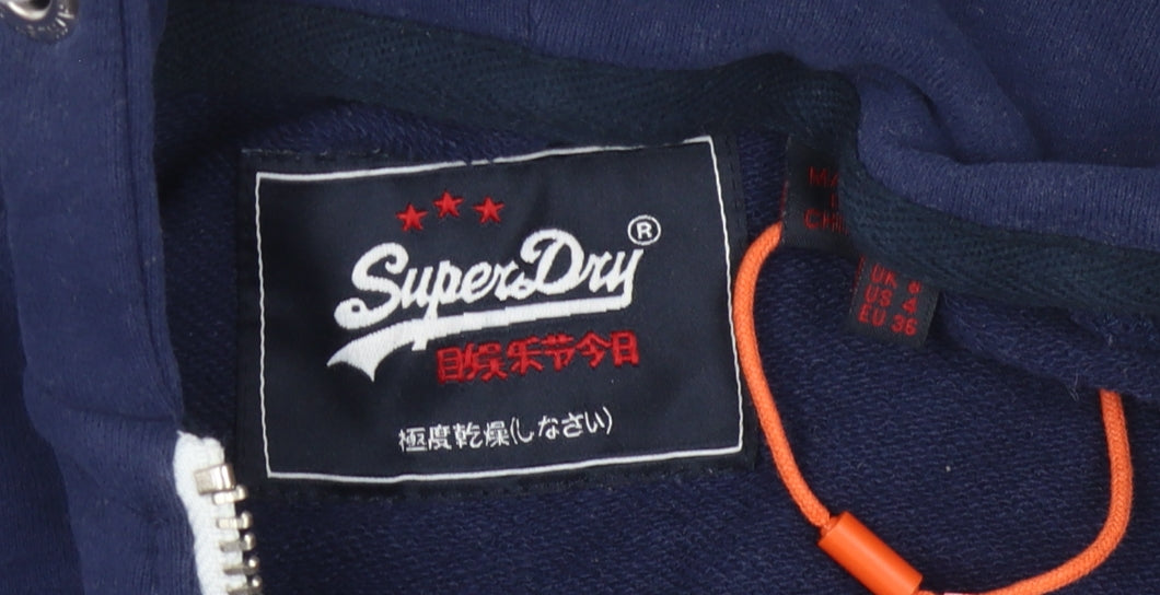 Superdry Women's Blue Full Zip Hoodie Size 4