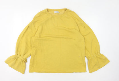 Womens UK Size S Pull & Bear Yellow Pullover Sweatshirt