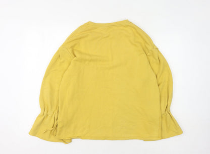 Womens UK Size S Pull & Bear Yellow Pullover Sweatshirt