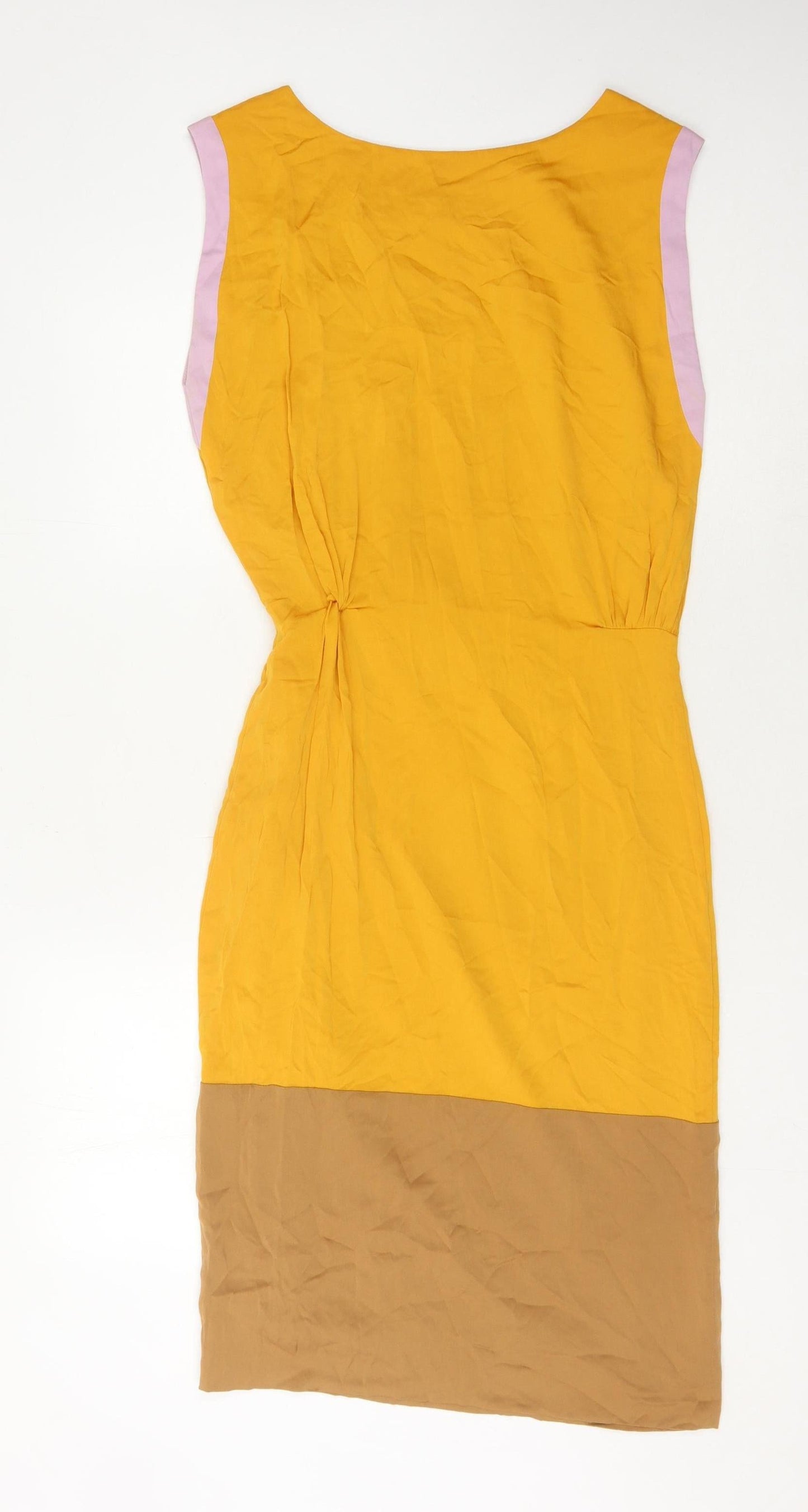 Lisa Ho Women's Yellow Silk Sheath Dress, Size 8