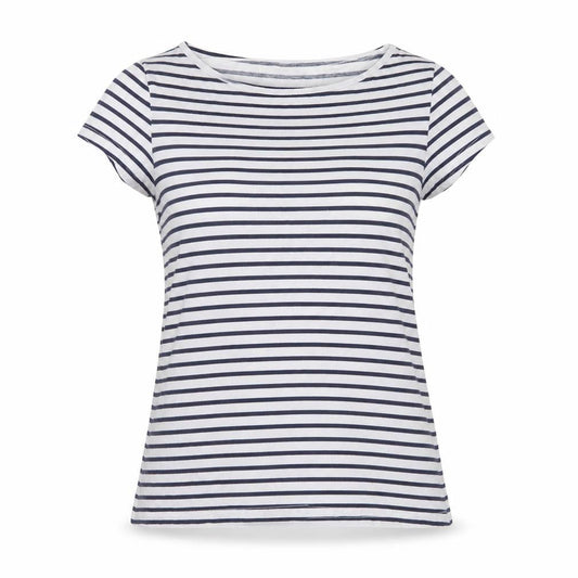 Front view of Dorothy Perkins Women's White Striped T-Shirt, size 10